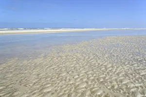 East Frisian Islands Prints: Sandy beach beach at low tide with wave-like pattern