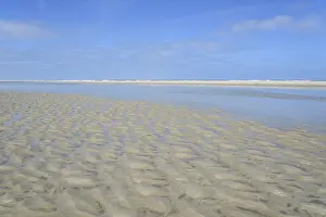 East Frisian Islands Prints: Sandy beach beach at low tide with wave-like pattern