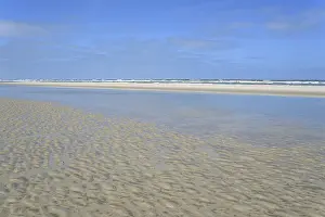 East Frisian Islands Prints: Sandy beach beach at low tide with wave-like pattern