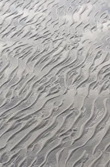 Sandy Beach At Low Tide Prints: Sandy beach at low tide, rippled wave pattern