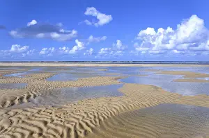 Juist Island Landscape Prints: Sandy beach at low tide, wavy pattern