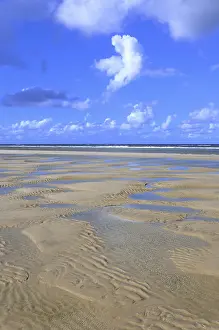 German Coastal Scenery Prints: Sandy beach at low tide, wavy pattern
