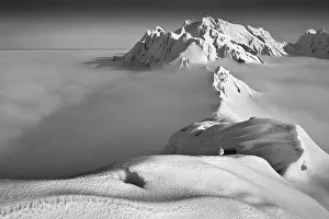 Cloudy Mountain Landscape Prints: Santis, summit in winter above clouds