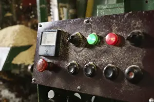 Industrial Building Architecture Prints: At sawmill. Control panel with luminous indicators