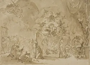 Prints of Scene of Witchcraft and Devil Worship, painting by David Teniers (baptised 15 December 1610 in Antwerp, died 25 April 1690 in Brussels), Flemish painter, draughtsman and curator Portrait Painting Prints: David Teniers - Scene of Witchcraft and Devil Worship Print