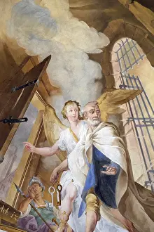 Prints of Scenes from the life of St. Peter, the frescoes on the ceiling of the monastery church of St. John in Ursberg, Germany Painting Prints: Scenes from the life of St. Peter Print, Ursberg Monastery Church