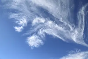 Cloudscape Photography Prints: Scenic dramatic summer clouds. Cloudscape of bright blue sky