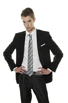 European Male Model Prints: A sceptical young man in the studio