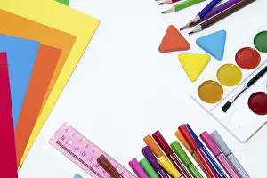 White Background Office Supplies Prints: Back to school. Preparing for the school year
