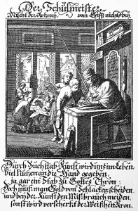 Educational Institutions In Europe Prints: Schoolmaster and student, 1698
