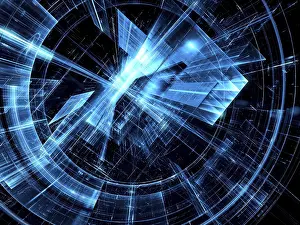Futuristic Digital Depiction Prints: Sci-fi or information technology background - abstract computer-generated 3d illustration