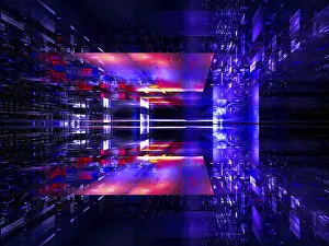 Modern Architecture Background Prints: Sci-fi or vr background. Abstract computer-generated 3d illustration