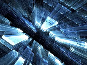 Abstract Computer Graphics Prints: Sci-hi or information technology background - abstract computer-generated image