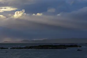British Countryside Landscape Photo Prints: Scottish coast at sunset with sunrays