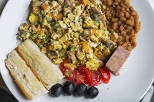 Scrambled Eggs Breakfast Prints: Scrambled eggs breakfast with green
