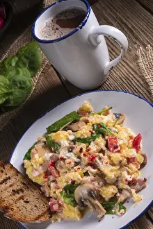 Scrambled Eggs Prints: Scrambled eggs with tomatoes and spinach