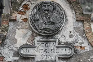 Prints of Sculpture of a Lion angel figure on the church wall above entrance church in Kotor, Montenegro Montenegro Prints: Lion Angel Sculpture Print, Kotor Montenegro Church Wall