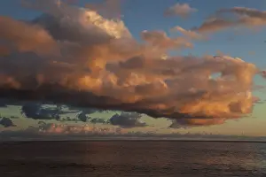 Deserted Beach Scenes Prints: Sea and dramatic cloud atmosphere