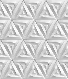 Black And White Abstract Art Prints: A seamless 3D geometric pattern featuring triangular shapes in a monochrome palette