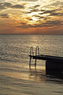 Northern Europe Coastal Views Prints: Seaside jetty, bathing spot, sunset