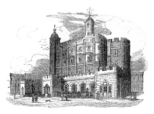 Tower Of London Prints: Second View of the Tower of London Print, 1837 Engraving