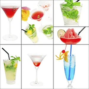 Collage Technique Prints: Square Frame Cocktail Print