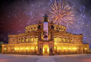 Semperoper Opera House Prints: Semperoper opera, with banners
