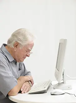 Senior Man Working Prints: Senior, computer, old man, old