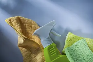 Graffiti Painting Art Prints: Set of cleaning items on white background