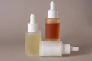 Laboratory Equipment Prints: A set of three dropper bottles