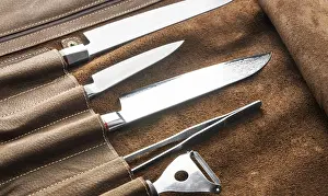 Cook Knives Set Prints: Set of professional cook tools