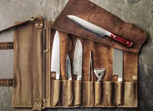 Cook Knives Set Prints: Set of professional cook tools