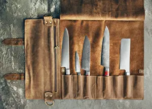 Cook Knives Set Prints: Set of professional cook tools