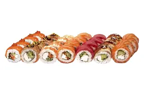 White Background Sushi Prints: Set of sushi set isolate on a white background