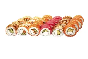White Background Sushi Prints: Set of sushi set isolate on a white background