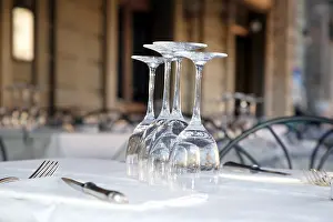 Elegant Dinner Setting Prints: Set table with wine glasses