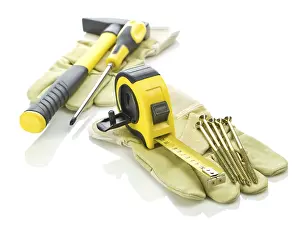 Industrial Equipment Prints: Set of tools on gloves