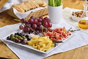 Cheese Platter Prints: Set of various appetizers for wine