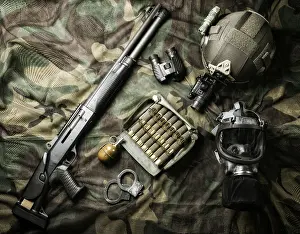 Special Unit Weapons Prints: Set of weapons of a fighter of a special unit