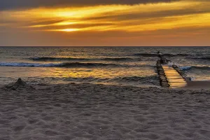 Baltic Sea Coast Prints: The setting sun at the beach in Ahrenshoop