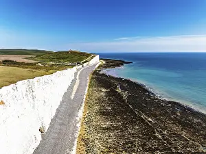 Seven Sisters Cliffs Prints: Seven Sisters Cliffs from a drone