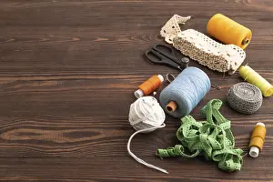 Scissors And Thread Prints: Sewing accessories: scissors, thread