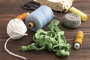 Scissors And Thread Prints: Sewing accessories: scissors, thread