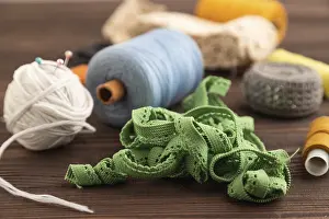 Sewing Accessories Prints: Sewing accessories: scissors, thread