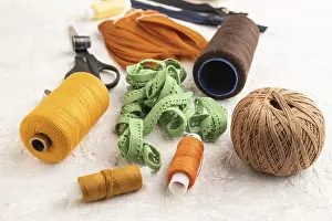 Scissors And Thread Prints: Sewing accessories: scissors, thread