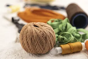 Scissors And Thread Prints: Sewing accessories: scissors, thread