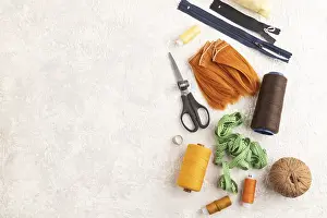 Scissors And Thread Prints: Sewing accessories: scissors, thread