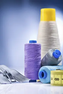 White Table Setup Prints: Sewing items on the white table