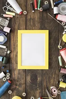 Handicraft Equipment Prints: Sewing tools around frame