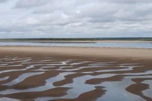 European River Landscape Prints: Shallow riverbed with large sandy beach